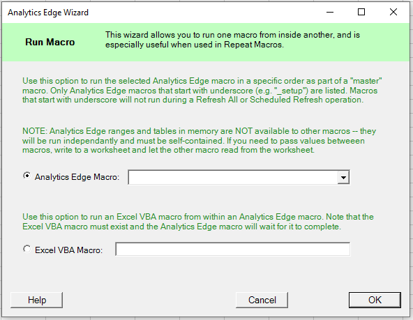 Using The Run Macro Function Analytics Edge Help