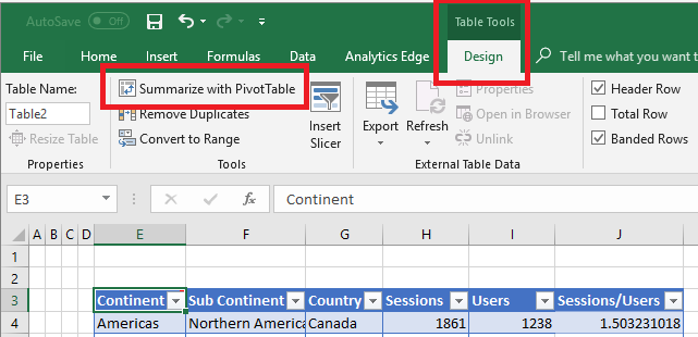 Using Excel Tables With Analytics Edge Analytics Edge Help